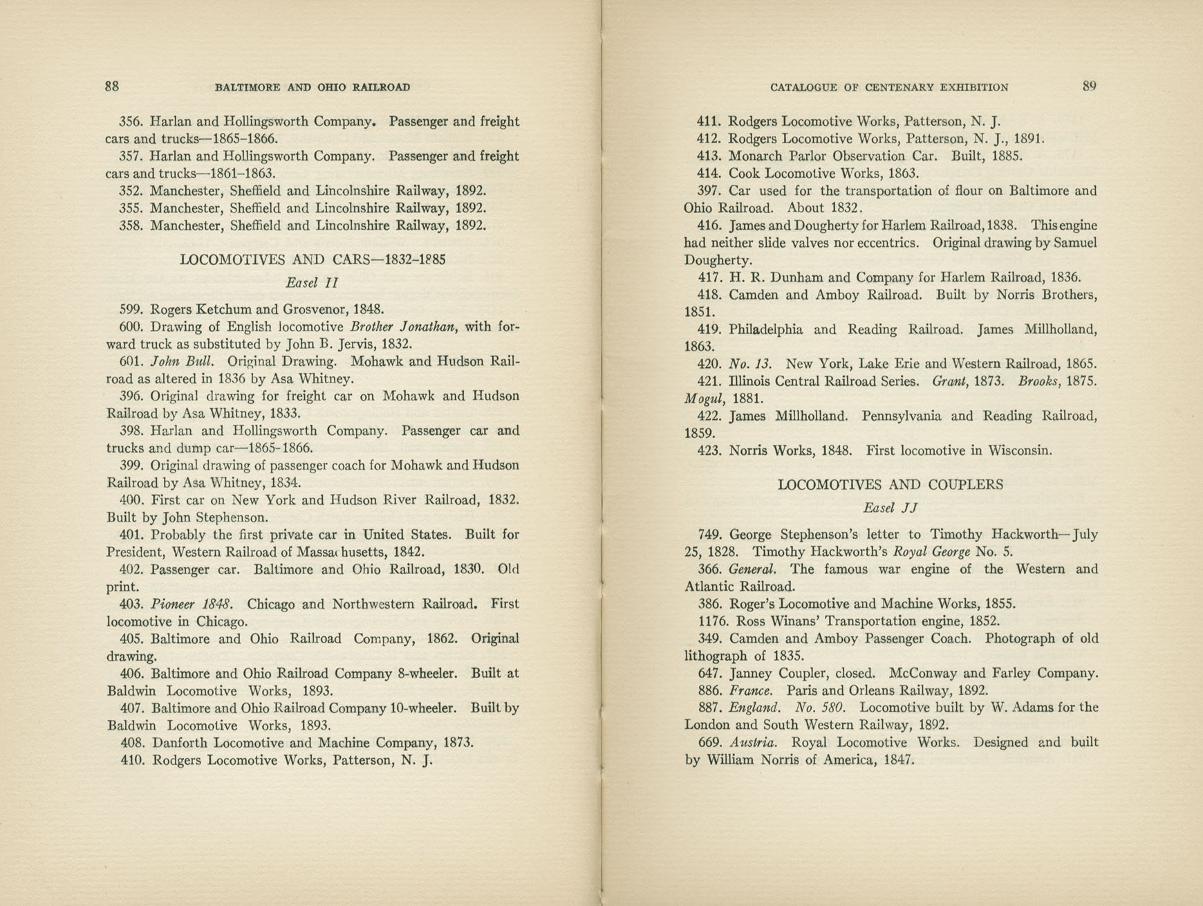 Catalogue of the Centenary Exhibition of the B&O Railroad