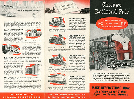Chicago Railroad Fair 1948, Reservations