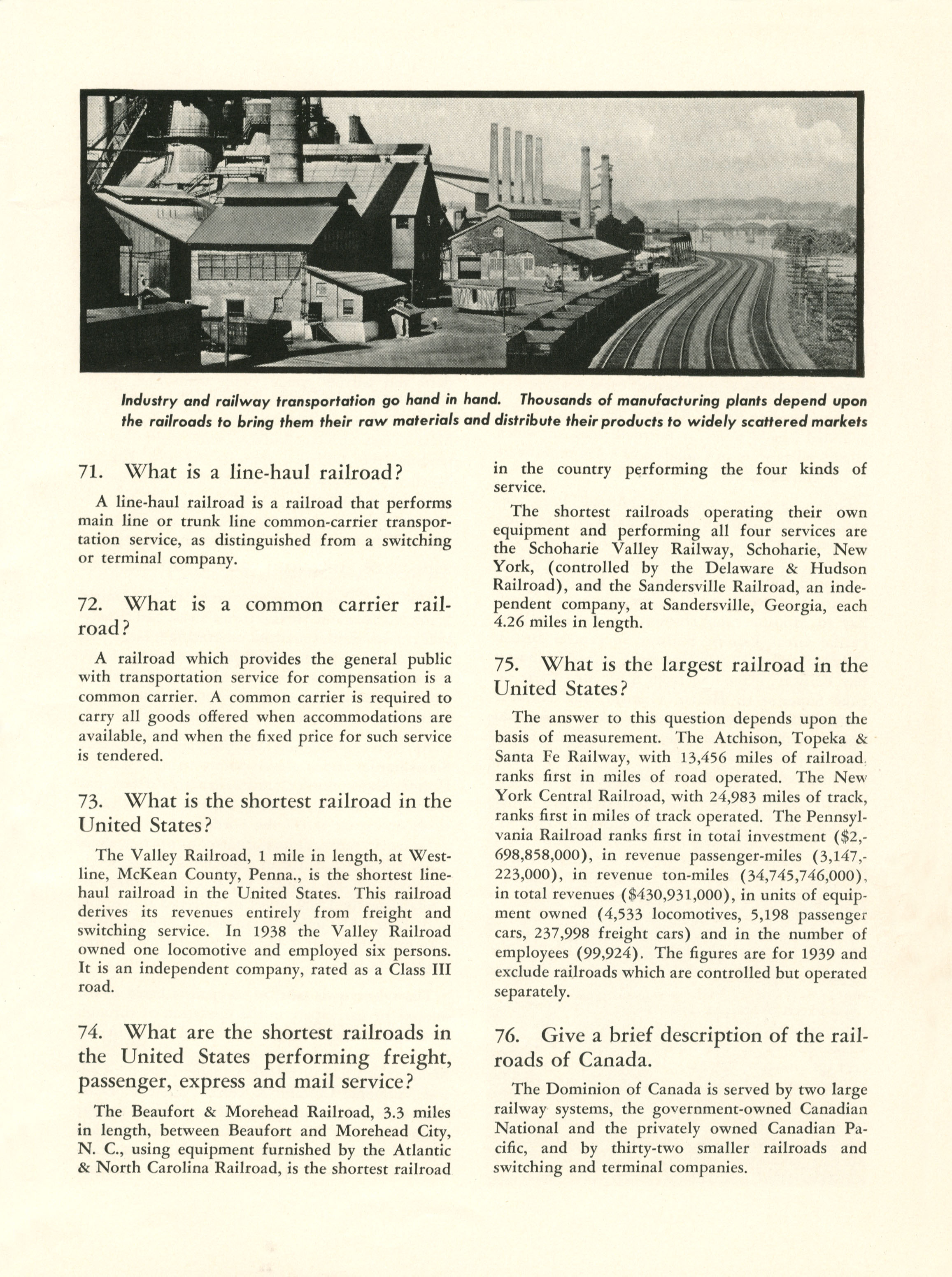 Quiz on Railroads and Railroading