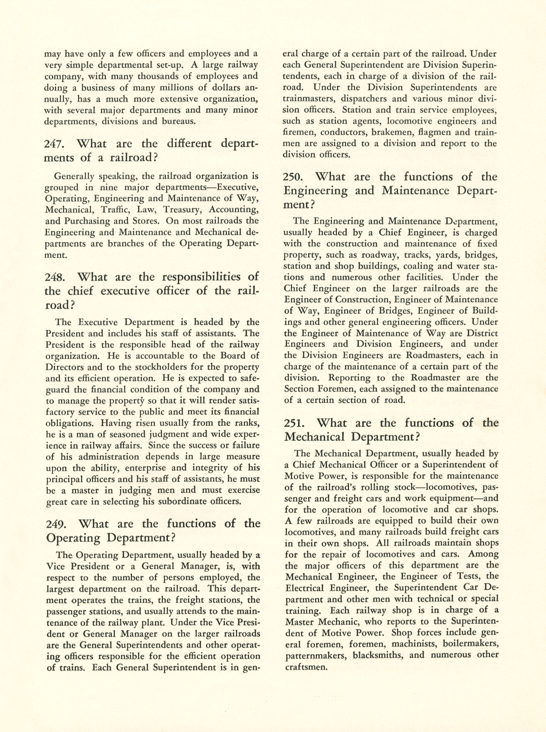 Quiz on Railroads and Railroading