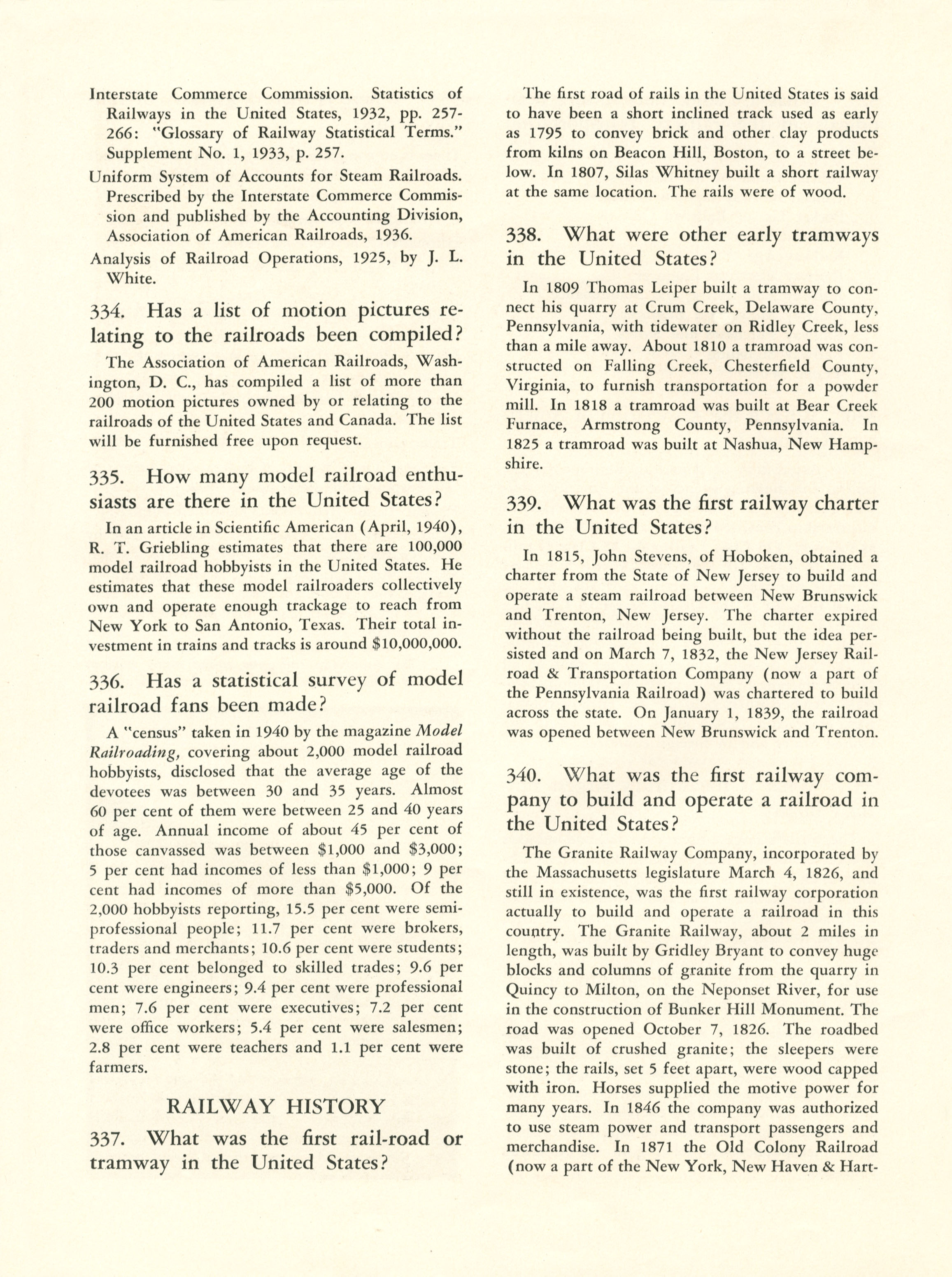 Quiz on Railroads and Railroading