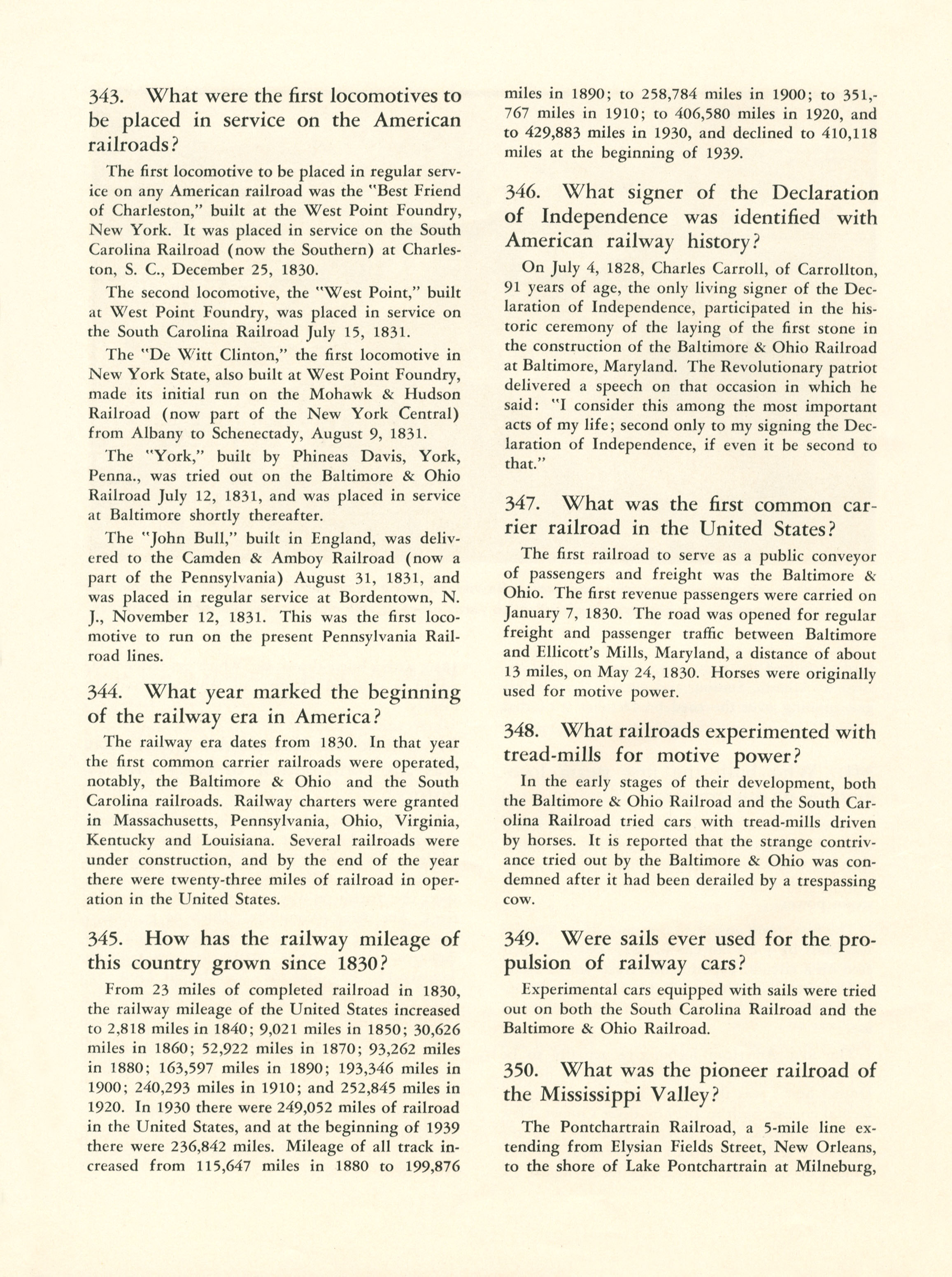 Quiz on Railroads and Railroading