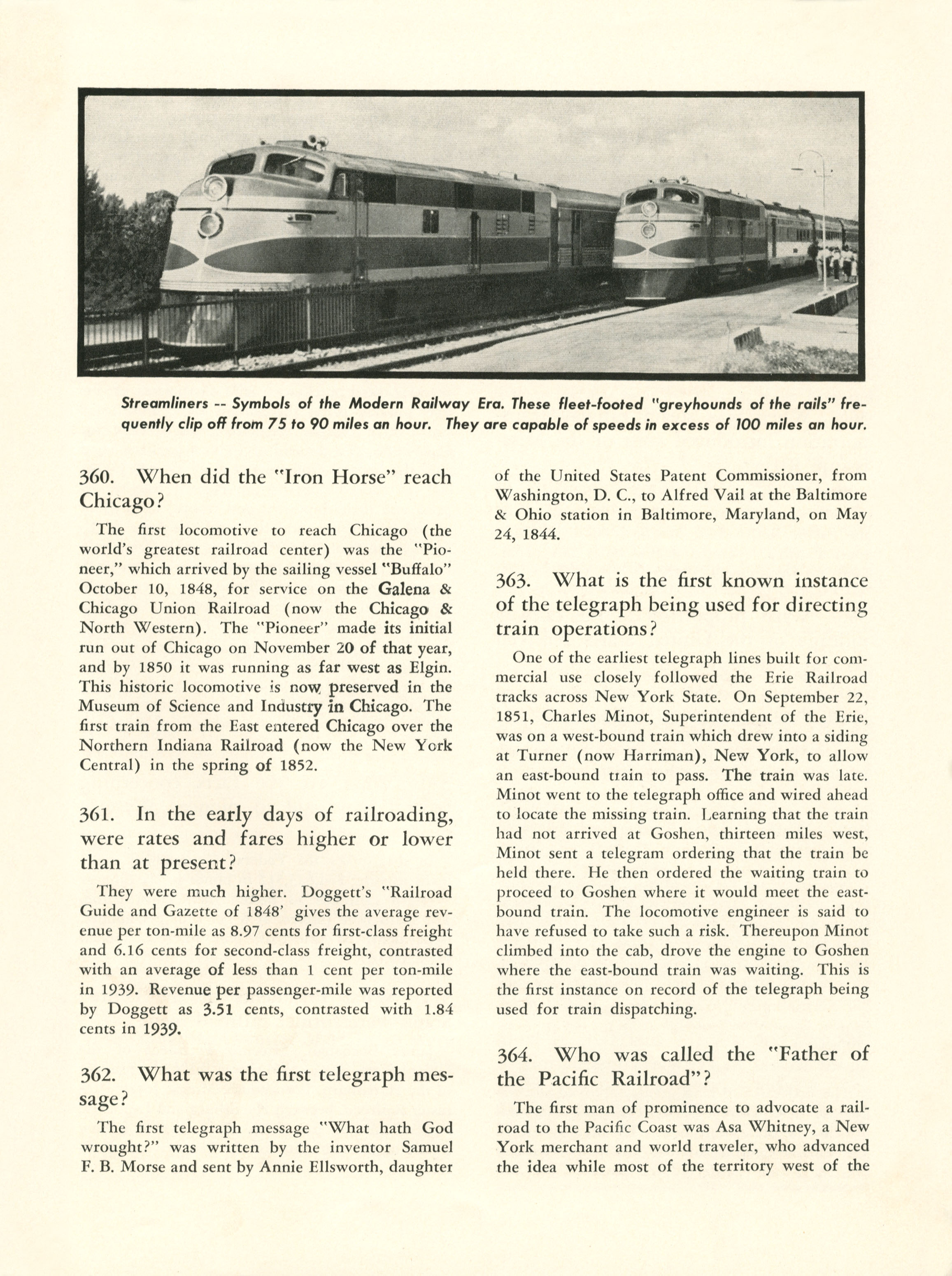 Quiz on Railroads and Railroading