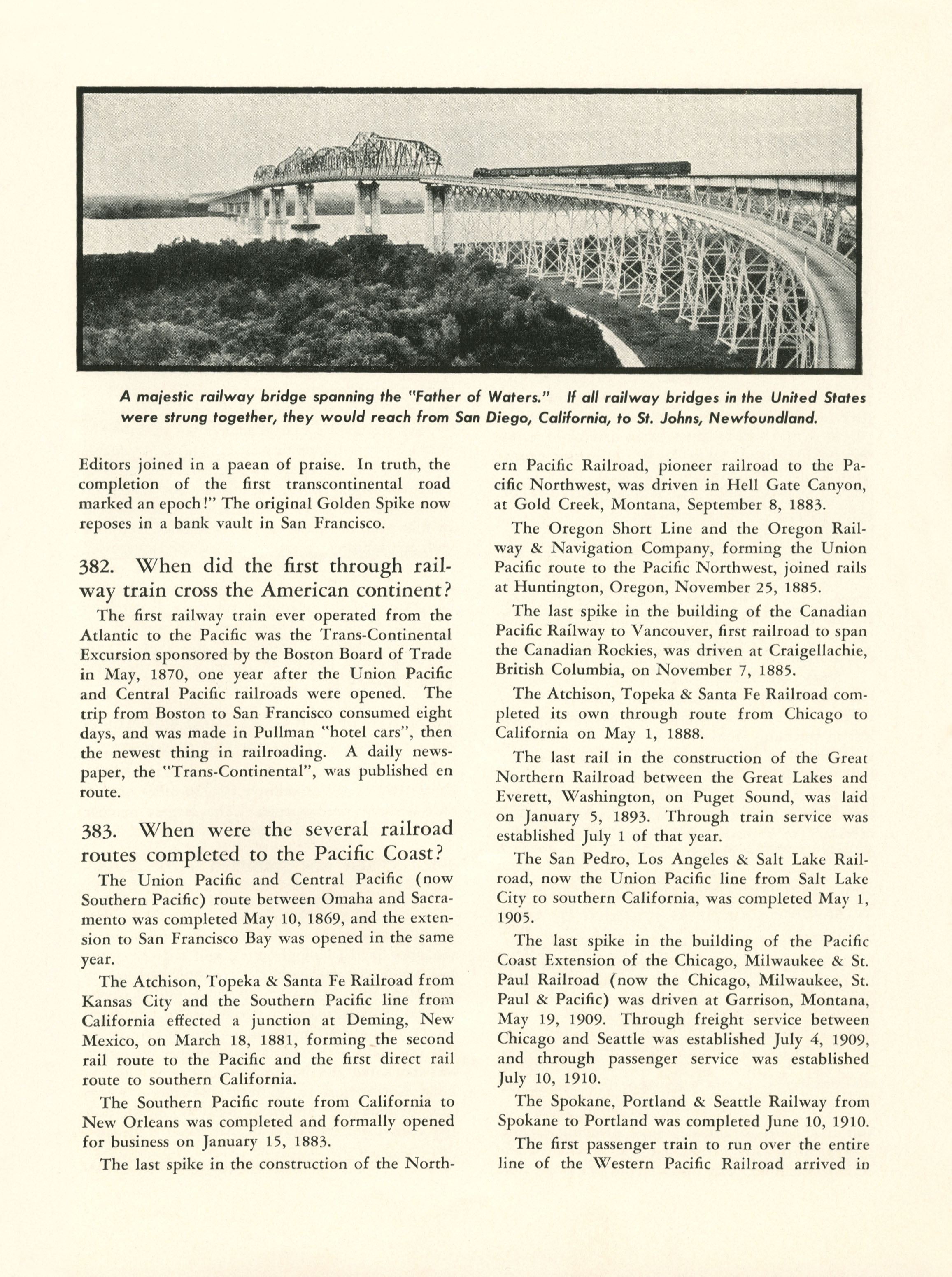 Quiz on Railroads and Railroading