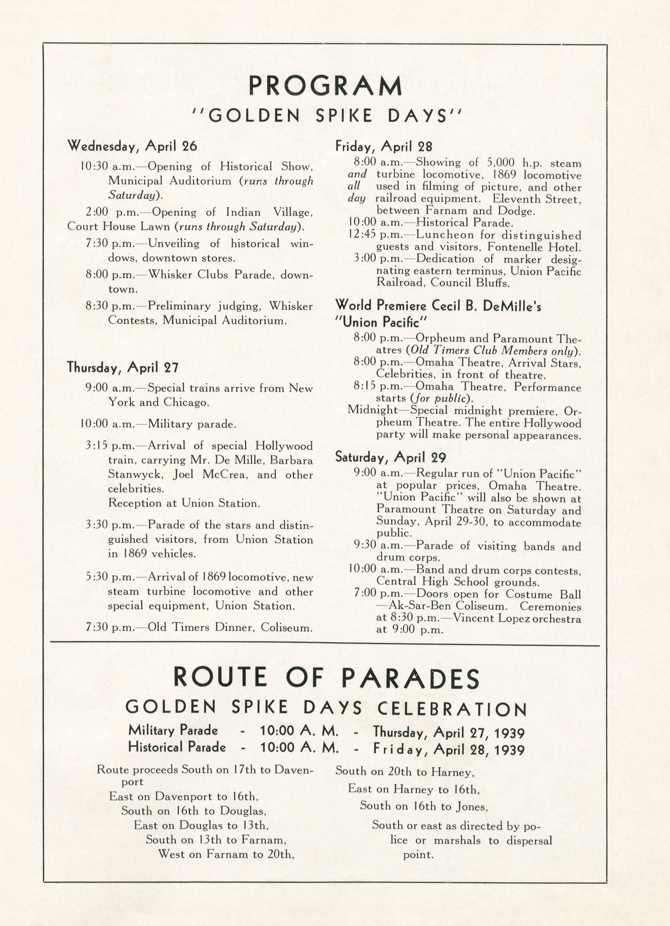 Official Souvenir, Golden Spike Days