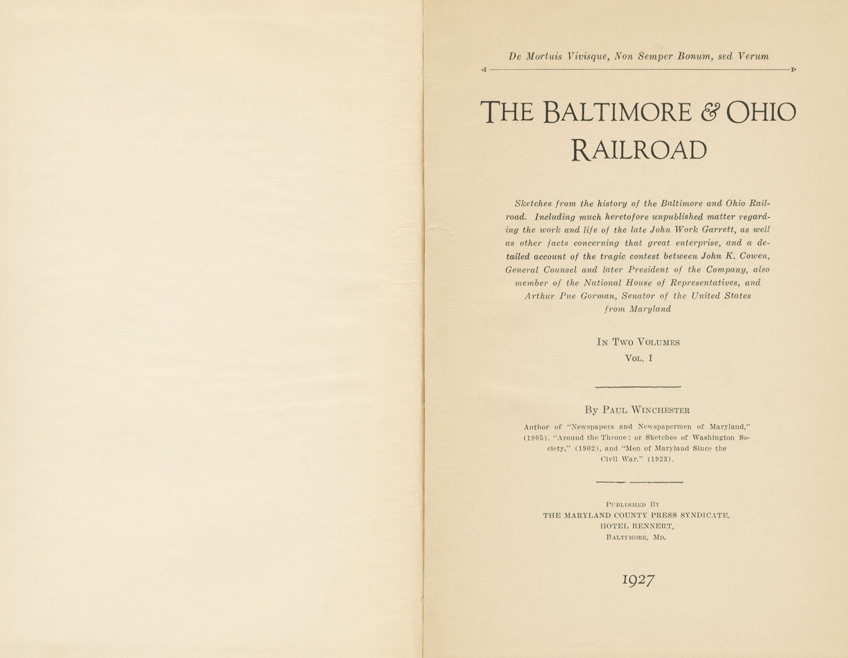Graphic Sketches from the History of the B&O