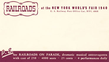 Railroads at the New York World's Fair Card